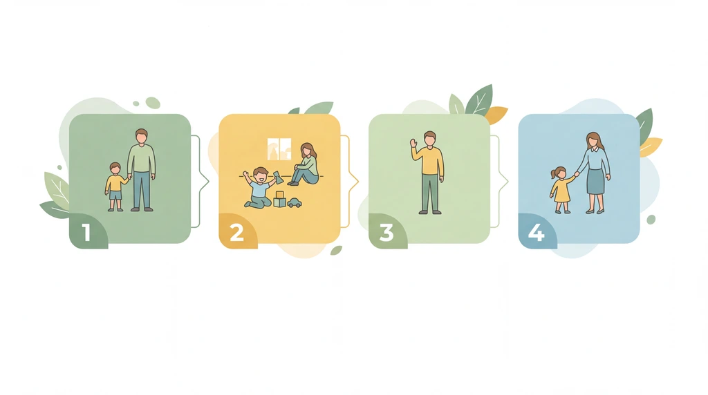 Berliner Eingewöhnungsmodellinin dört aşamasından temel aşamadan kapanışa infografik