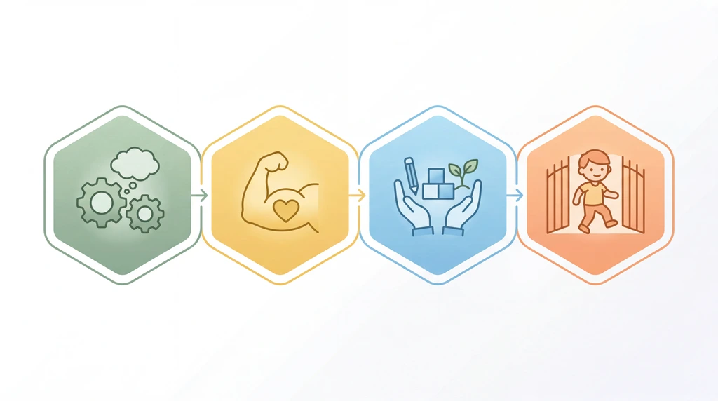 Process graphic from age 3 in kindergarten through to school entry